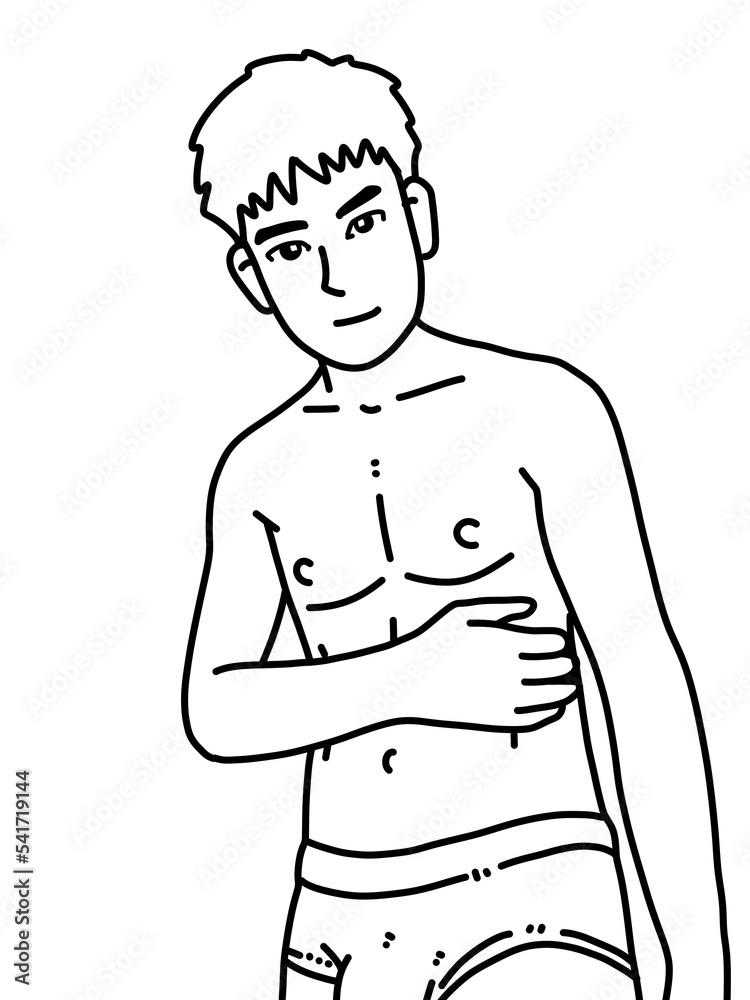 Fototapeta premium black and white of cute man cartoon for coloring