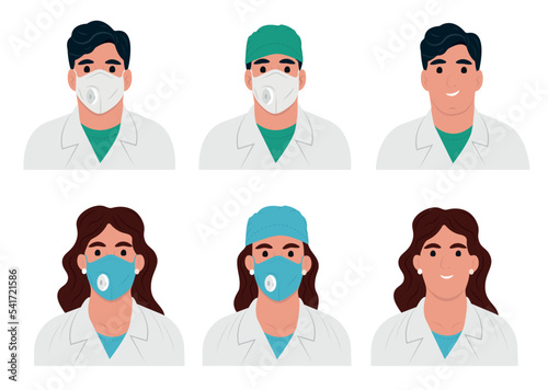 Frontline heroes illustration of doctors. Flat style vector