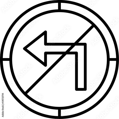 No Turn Left Icon