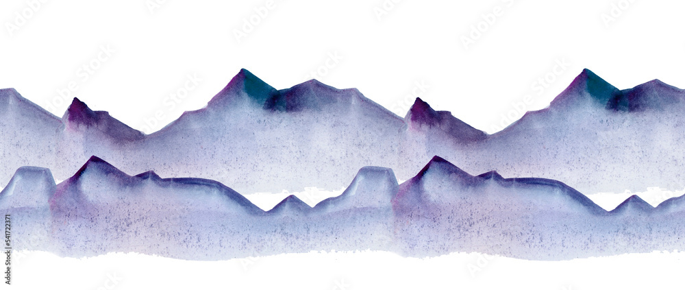 Fototapeta premium abstract indigo light blue watercolor waves mountains on white background