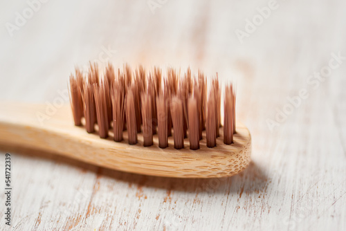 Eco-friendly bamboo toothbrushes. Natural organic bathroom beauty product concept.