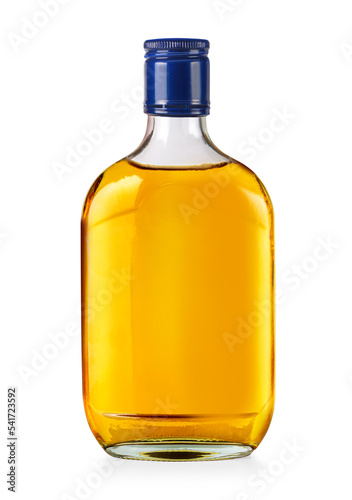 small flat bottle of whiskey