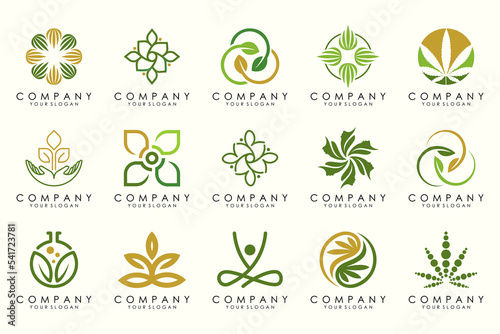creative leaf logo design icon set.
