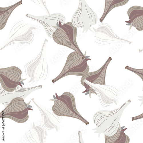 Hand drawn garlic seamless pattern. Doodle bulb of garlic endless wallpaper.