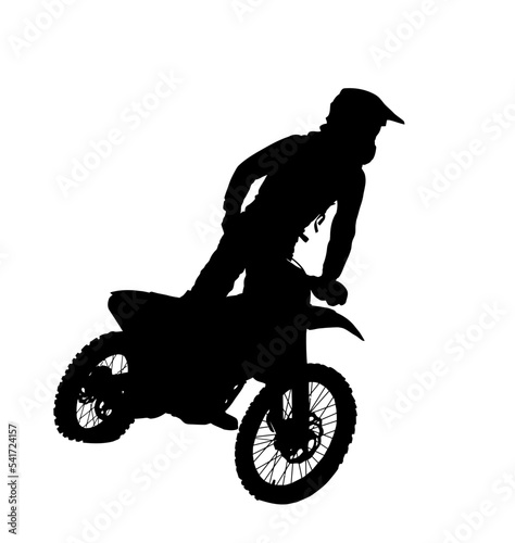 Detailed silhouette of an offroad motorbike racing