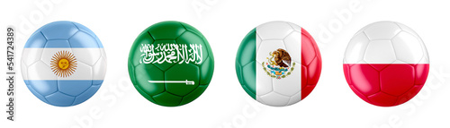 Fotografia World Cup 2022 Qatar GROUP C teams ball flags