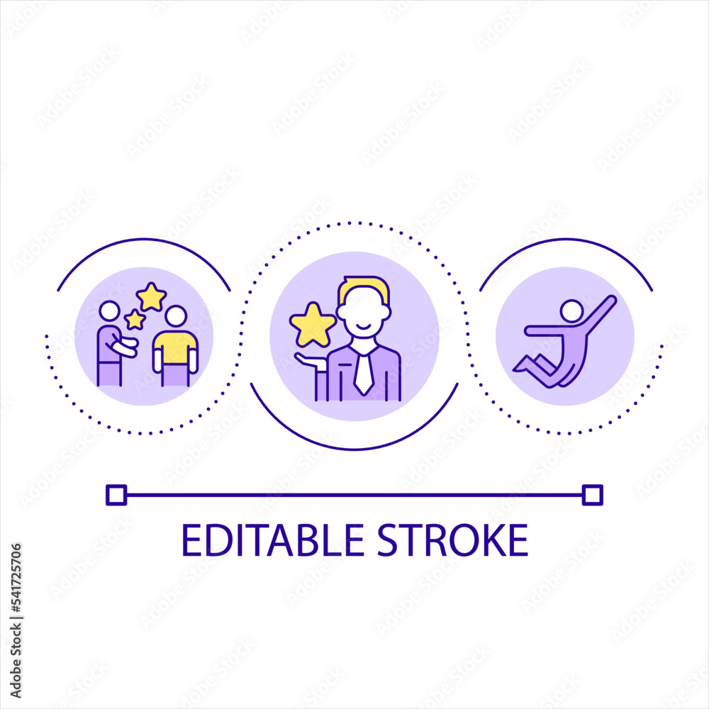 Encourage employees loop concept icon. Workers motivation program. Workforce engagement abstract idea thin line illustration. Isolated outline drawing. Editable stroke. Arial font used