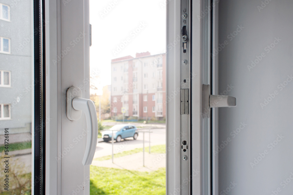 opened white plastic window