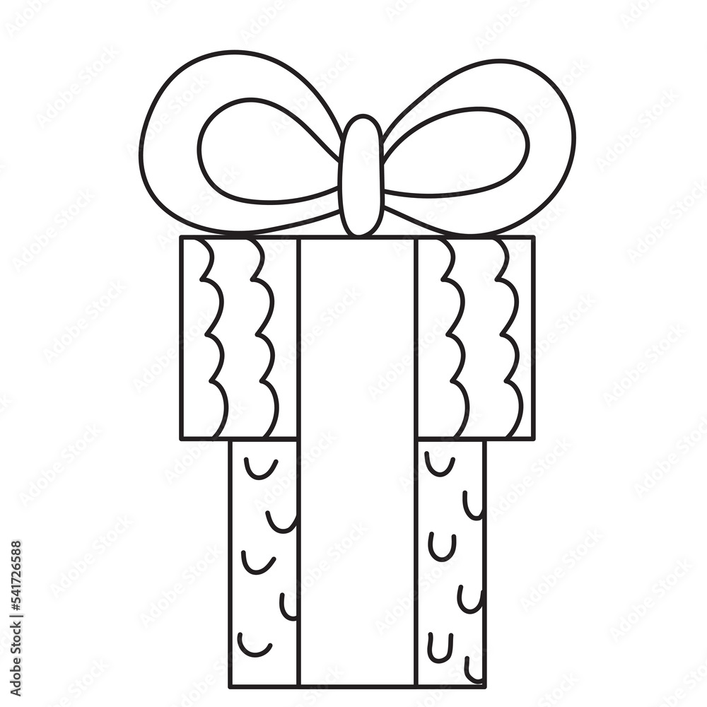 gift with bow doodle sketch ,outline isolated gift with bow doodle sketch ,outline isolated