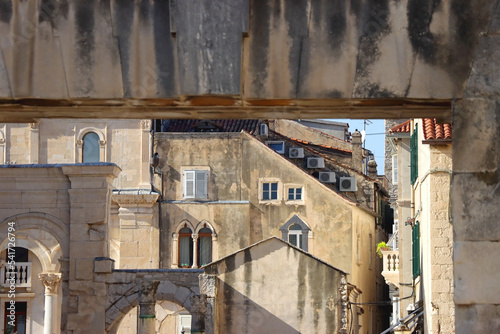 The Silver Gate landmark and various historic buildings in central Split  Croatia.