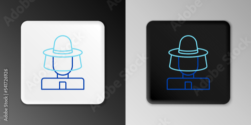 Line Beekeeper with protect hat icon isolated on grey background. Special protective uniform. Colorful outline concept. Vector
