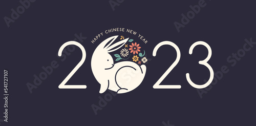 Obraz na plátně Chinese New Year 2023 - year of the rabbit - Chinese zodiac symbol, Lunar new ye