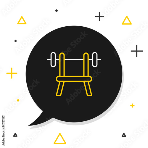 Line Bench with barbell icon isolated on white background. Gym equipment. Bodybuilding, powerlifting, fitness concept. Colorful outline concept. Vector