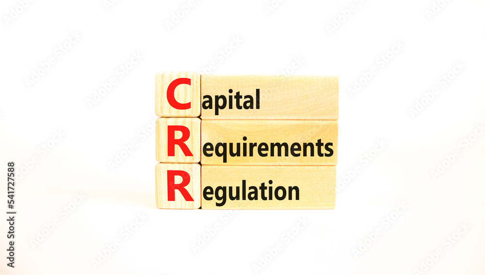 CRR capital requirements regulation symbol. Concept words CRR capital requirements regulation on wooden blocks on a white background. Business CRR capital requirements regulation concept. Copy space.