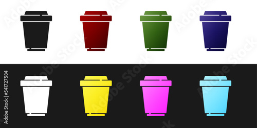 Wallpaper Mural Set Coffee cup to go icon isolated on black and white background. Vector Torontodigital.ca