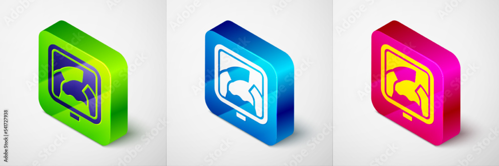 Isometric Drawbridge ahead icon isolated on grey background. Information road sign. Square button. Vector Isometric Drawbridge ahead icon isolated on grey background. Information road sign. Square button. Vector