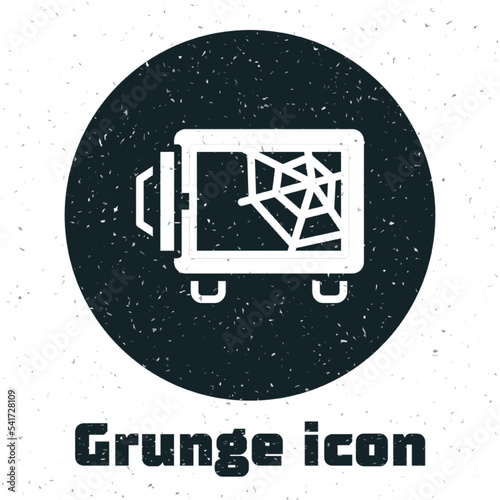 Grunge Safe icon isolated on white background. The door safe a bank vault with a combination lock. Reliable Data Protection. Monochrome vintage drawing. Vector