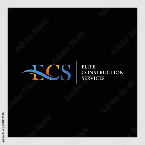 initial letter ECS logotype company name colored blue and swoosh design. vector logo for business and company identity.