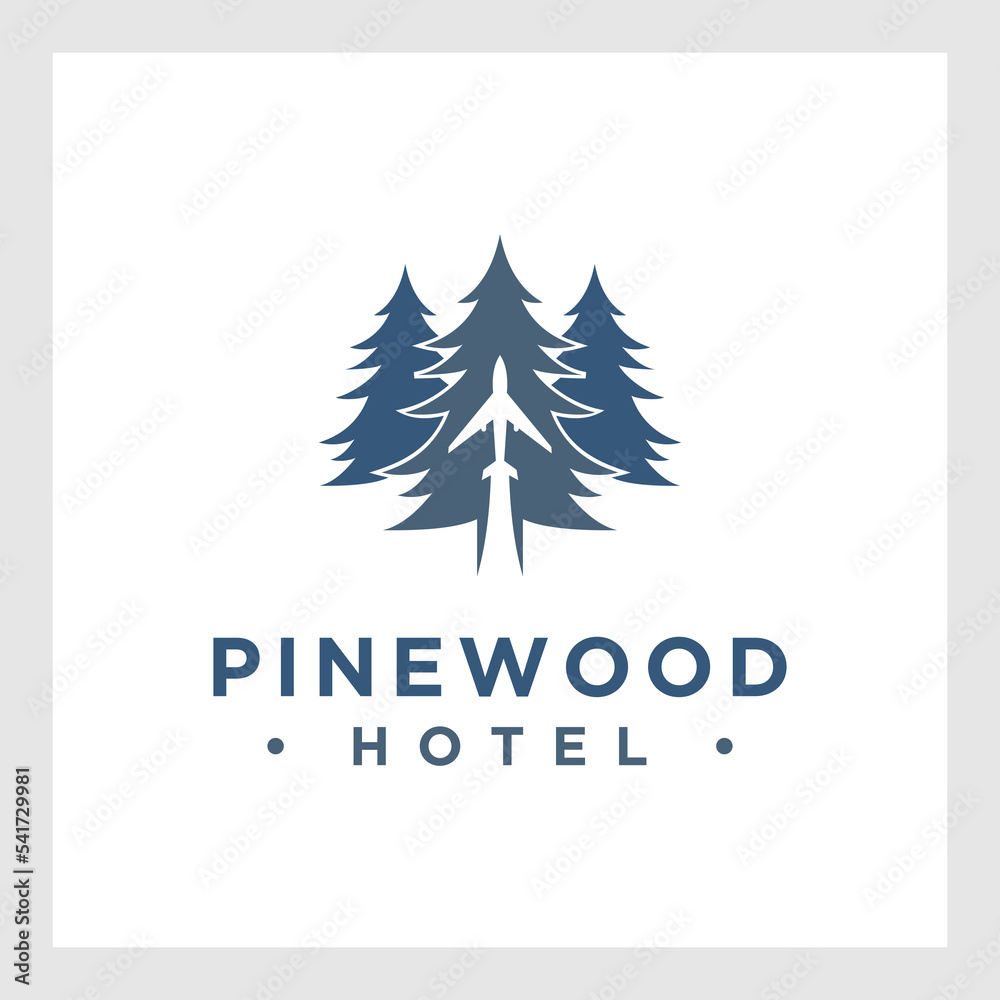 Pines Home Residence Vector Logo Template. The logo is a pines tree with incorporate. This symbolizes a neighborhood, protection, peace, growth, nature, 