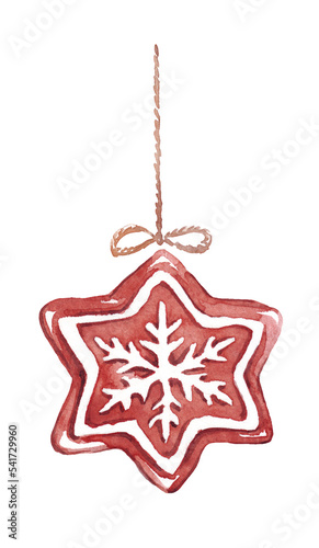 Christmas decor. Watercolor clipart. Hand-painted illustration