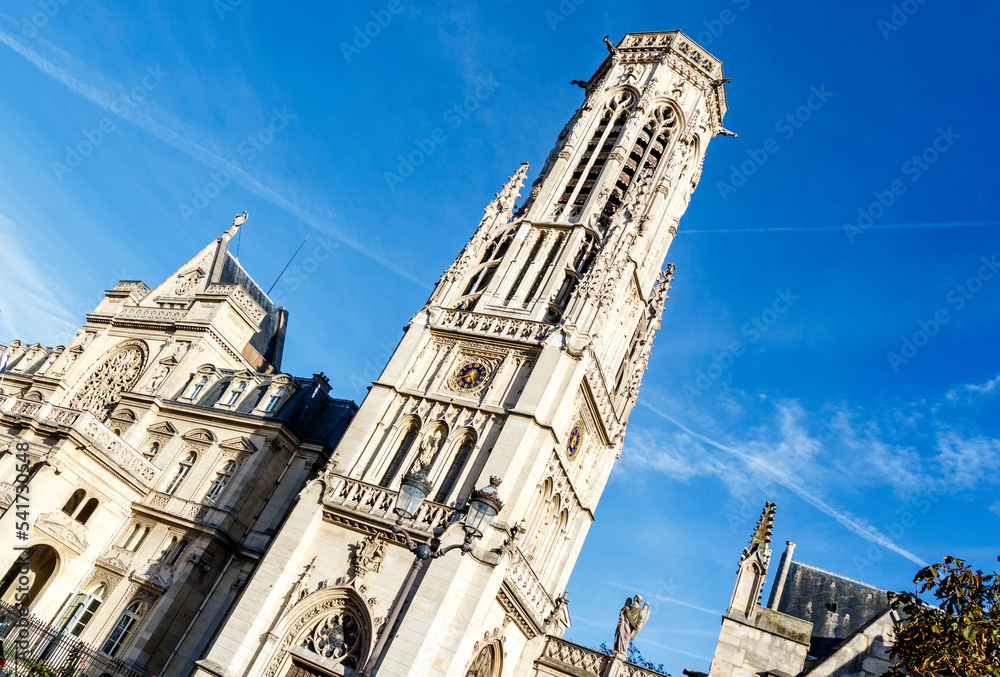 Facade and tower of the Saint-Germain-l'Auxerrois church in Paris, France, Europe
