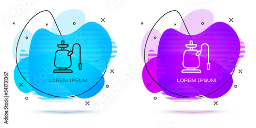 Line Hookah icon isolated on white background. Abstract banner with liquid shapes. Vector