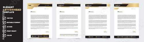 gold letterhead template for business company stationery design with A4 sheet vector format and editable layout