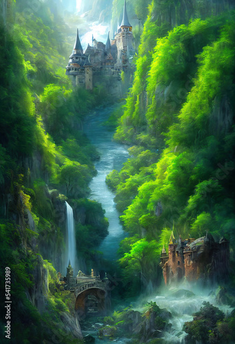 a beautiful winding river with castle