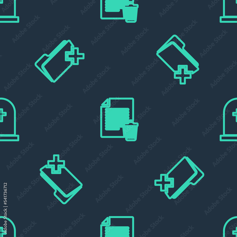 Set line Delete file document, folder and Tombstone with cross on seamless pattern. Vector Set line Delete file document, folder and Tombstone with cross on seamless pattern. Vector
