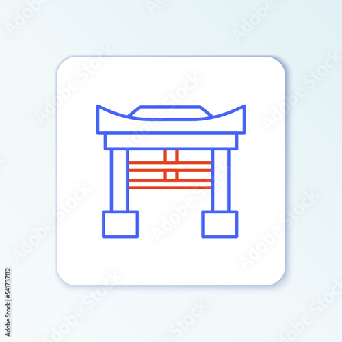 Line Japan Gate icon isolated on white background. Torii gate sign. Japanese traditional classic gate symbol. Colorful outline concept. Vector
