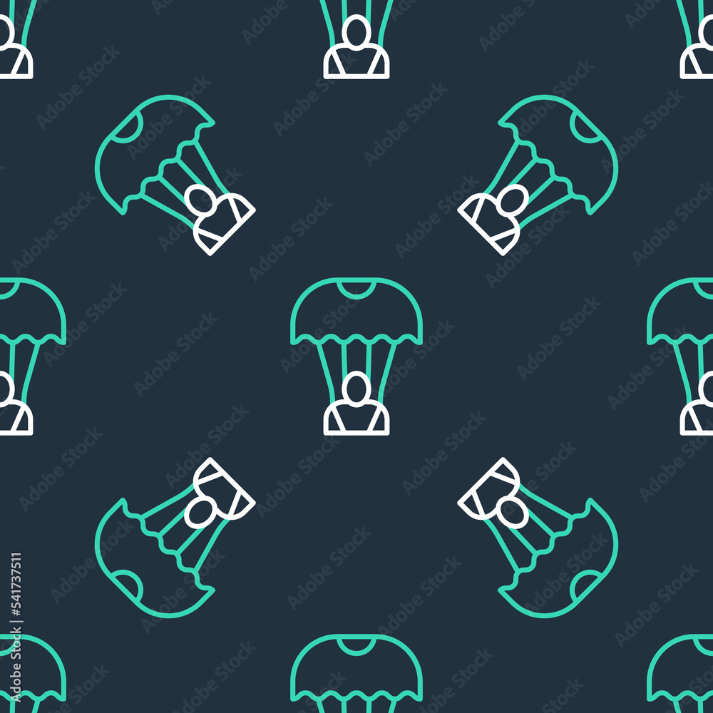 Line Parachute icon isolated seamless pattern on black background. Vector Line Parachute icon isolated seamless pattern on black background. Vector