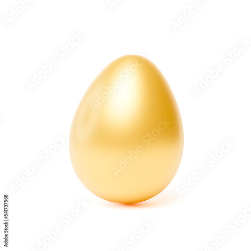 Golden Easter egg isolated on white background. Happy Easter celebration concept. Symbol of success 3D Render.