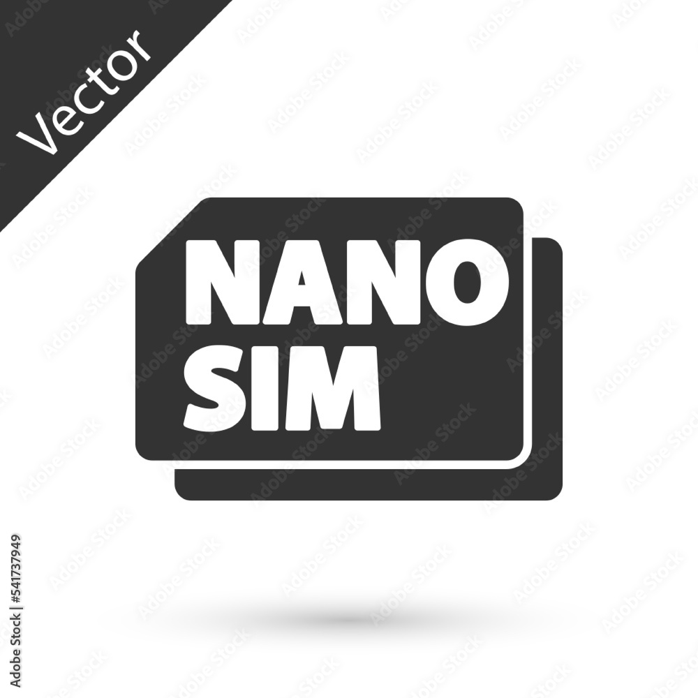 Grey Nano Sim Card icon isolated on white background. Mobile and wireless communication technologies. Network chip electronic connection. Vector Grey Nano Sim Card icon isolated on white background. Mobile and wireless communication technologies. Network chip electronic connection. Vector