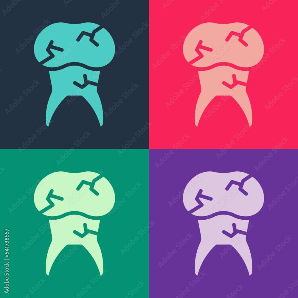 Pop art Tooth with caries icon isolated on color background. Tooth decay. Vector Pop art Tooth with caries icon isolated on color background. Tooth decay. Vector