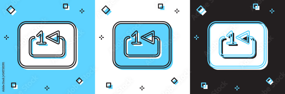 Set Repeat track music player icon isolated on blue and white, black background. The sign is a round curved arrow and the number one. Vector Set Repeat track music player icon isolated on blue and white, black background. The sign is a round curved arrow and the number one. Vector