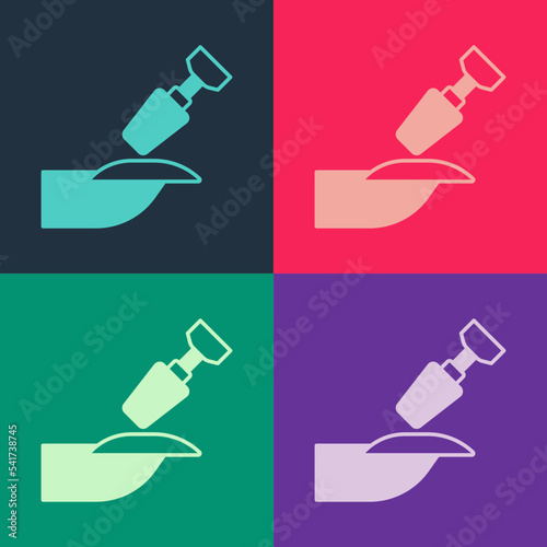 Pop art Milling cutter for manicure icon isolated on color background. Apparatus for manicure. Manicure tools. Vector
