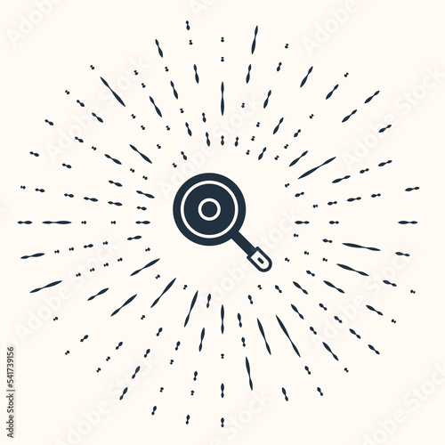 Grey Frying pan icon isolated on beige background. Fry or roast food symbol. Abstract circle random dots. Vector