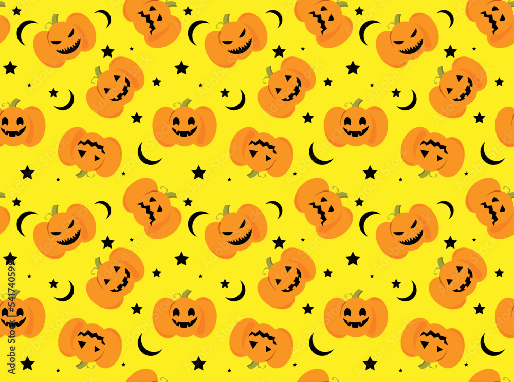 Pumpkin seamless texture in trendy autumn colors. Beige background with pumpkin pattern vector.