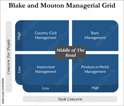 Blake and Mouton Managerial Grid in Matrix infographic template