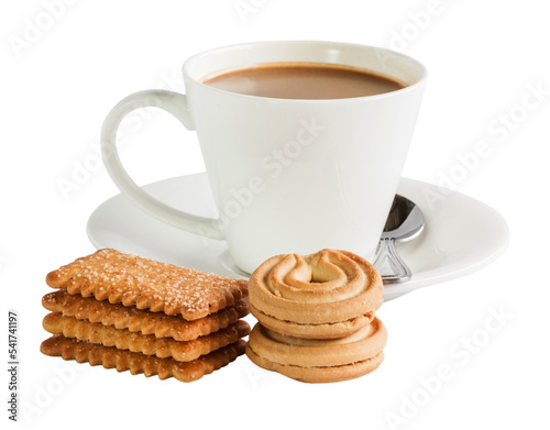 cup of coffee and cookies isolated and save as to PNG file