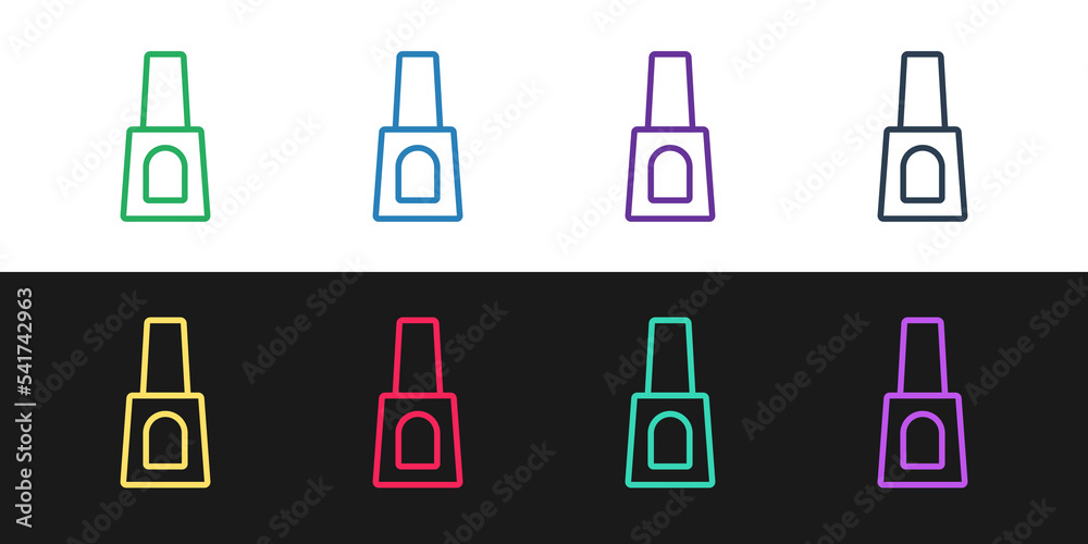 Set line Bottle of nail polish icon isolated on black and white background. Vector Set line Bottle of nail polish icon isolated on black and white background. Vector