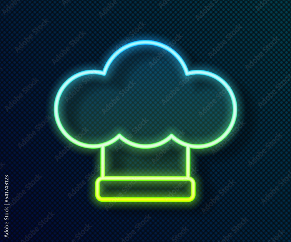 Glowing neon line Chef hat icon isolated on black background. Cooking symbol. Cooks hat. Vector Glowing neon line Chef hat icon isolated on black background. Cooking symbol. Cooks hat. Vector