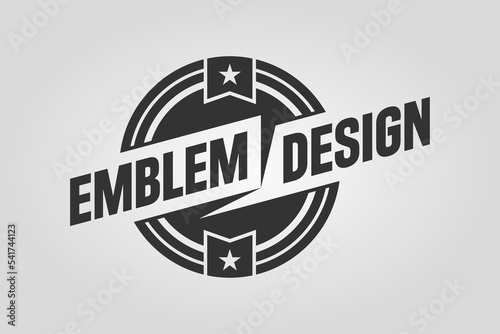 Classic round emblem design template with stars. Business simple logo with place for text. Retro circle shaped monochrome badge. Vintage American campaign insignia. Vector illustration, flat clip art photo