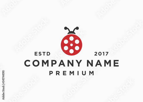 ladybug film logo design vector illustration template