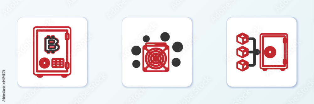 Set line Proof of stake, and ASIC Miner icon. Vector Set line Proof of stake, and ASIC Miner icon. Vector