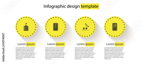 Set Smart farming technology, , with drone and control system. Business infographic template. Vector