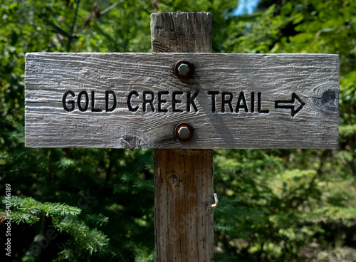 Gold Creek Trail sign in Snoqualmie Pass in Washington state