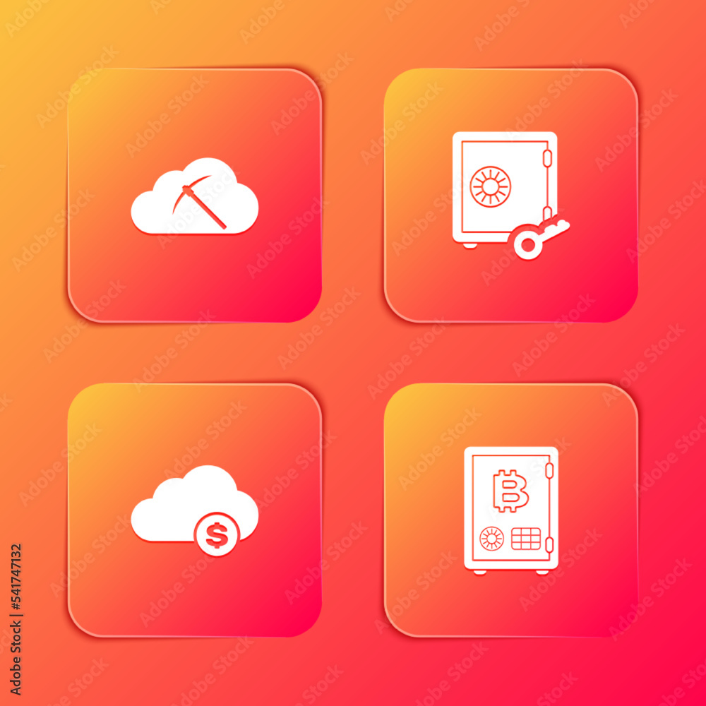 Set Cryptocurrency cloud mining, Proof of stake, and icon. Vector Set Cryptocurrency cloud mining, Proof of stake, and icon. Vector