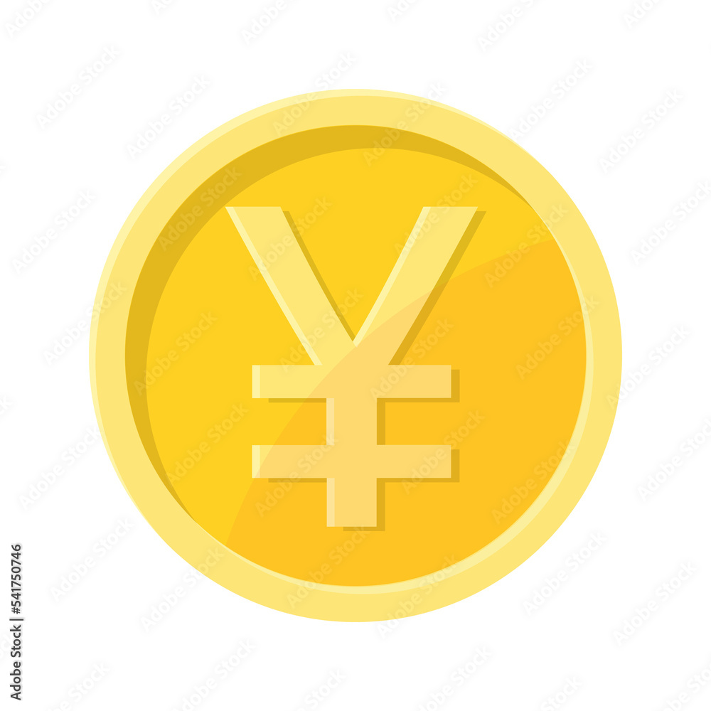 Simple illustration of Chinese yuan, yen coin Concept of internet currency