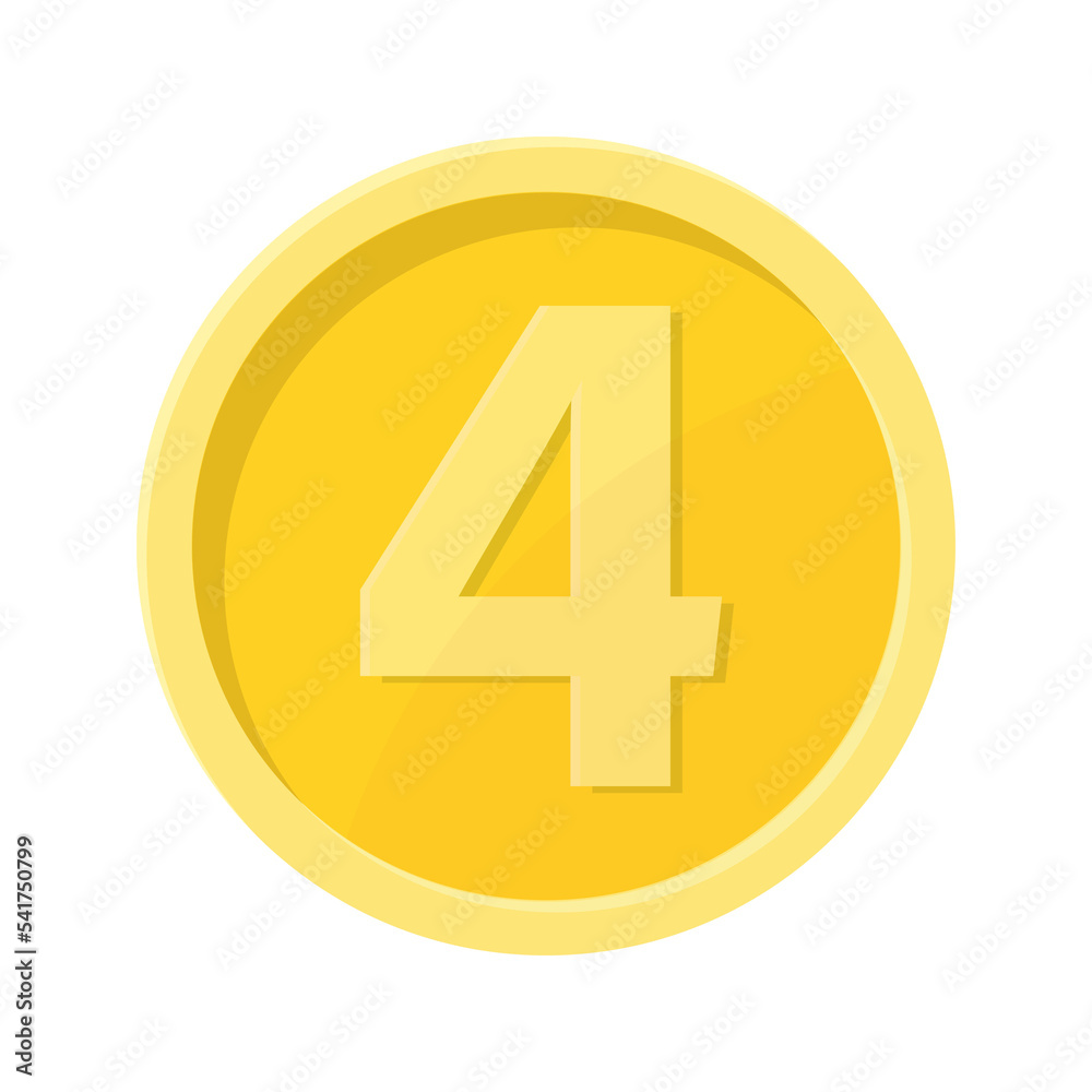Fototapeta premium Simple illustration of coin with number four Concept of internet icon